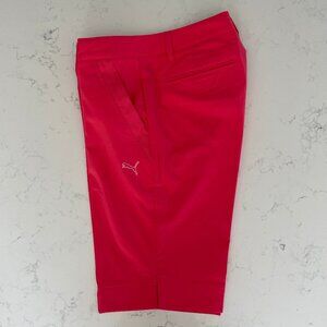 Puma Classic Pounce 11" Stylish Poly Blend Bermuda Golf Shorts Pink Sz 12 UK